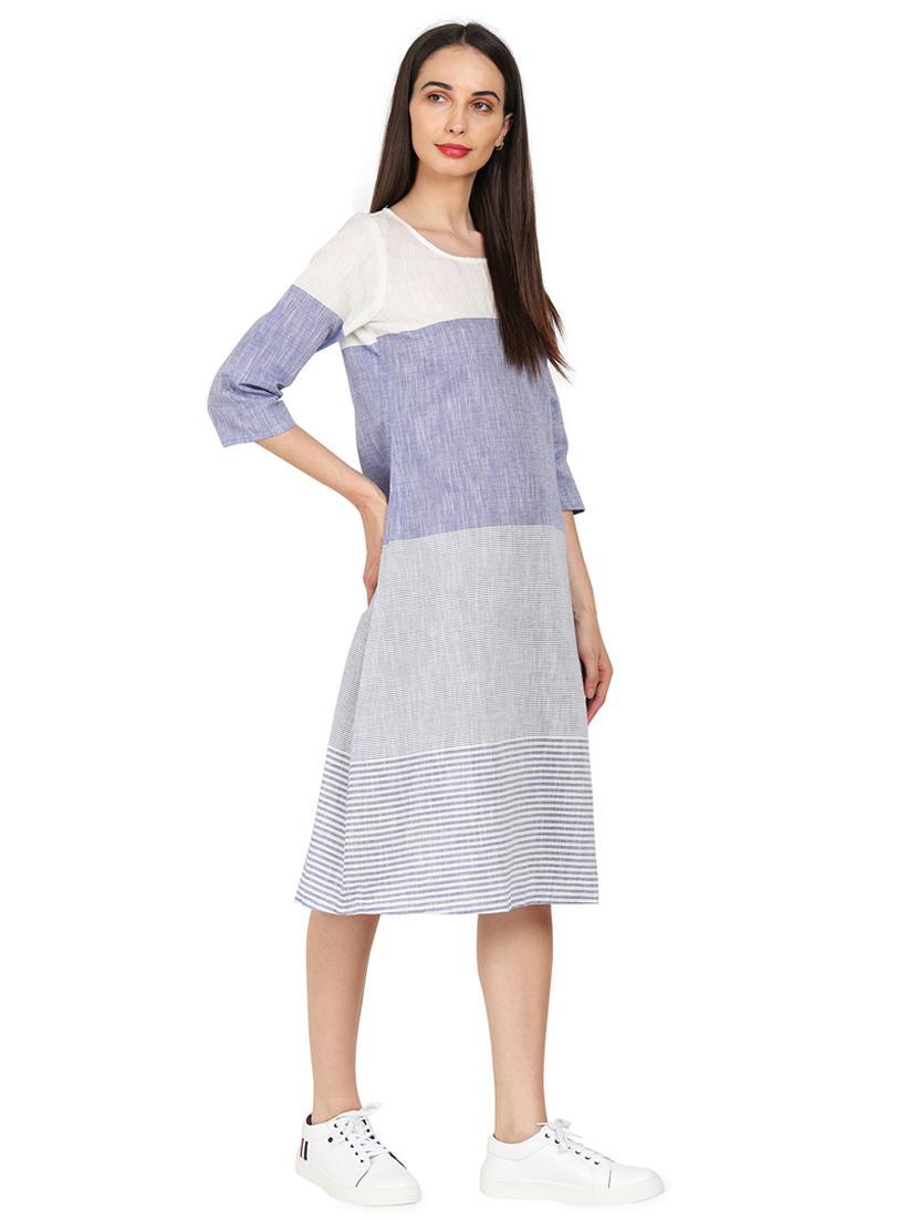 color block striped a-line dress - 16359068 - Zoom Image - 2