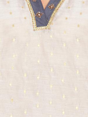 zari motifs straight kurta palazzo set - 16359071 - Standard Image - 4