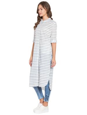 striped high low kurta - 16359078 - Standard Image - 2