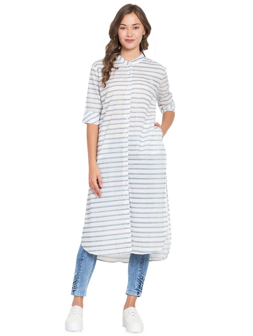 striped high low kurta - 16359078 - Zoom Image - 1