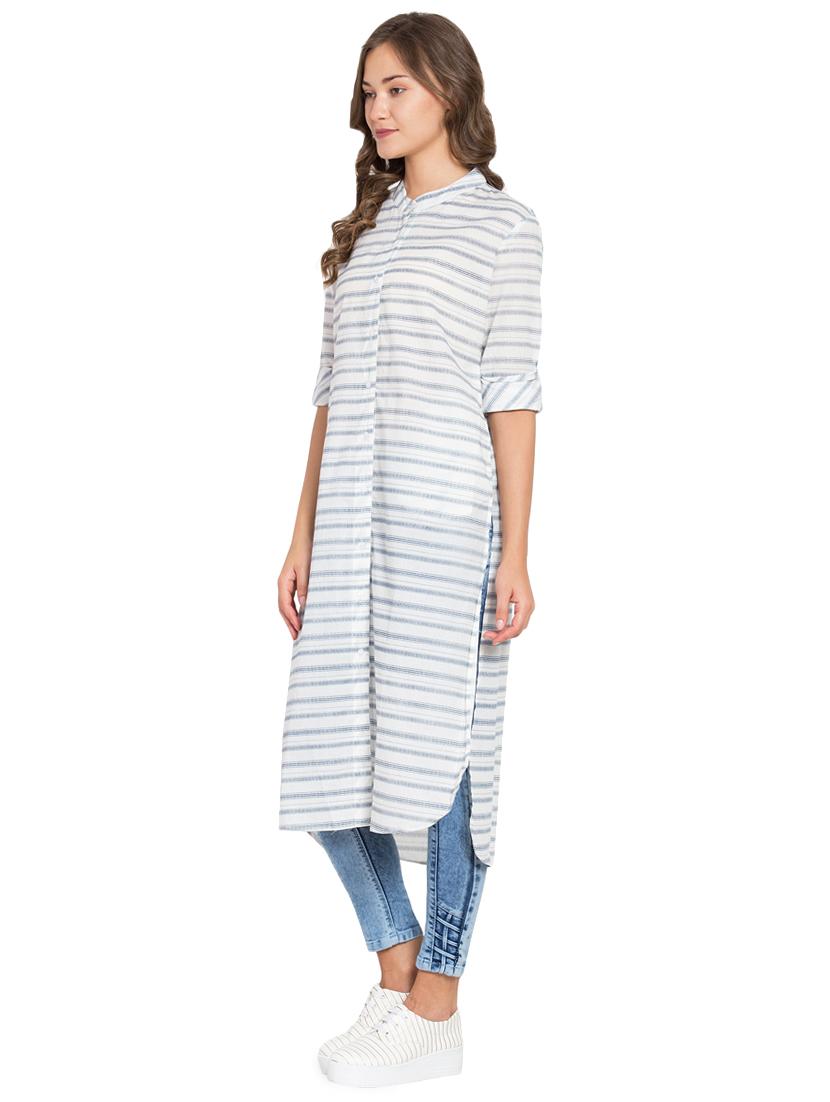 striped high low kurta - 16359078 - Zoom Image - 2