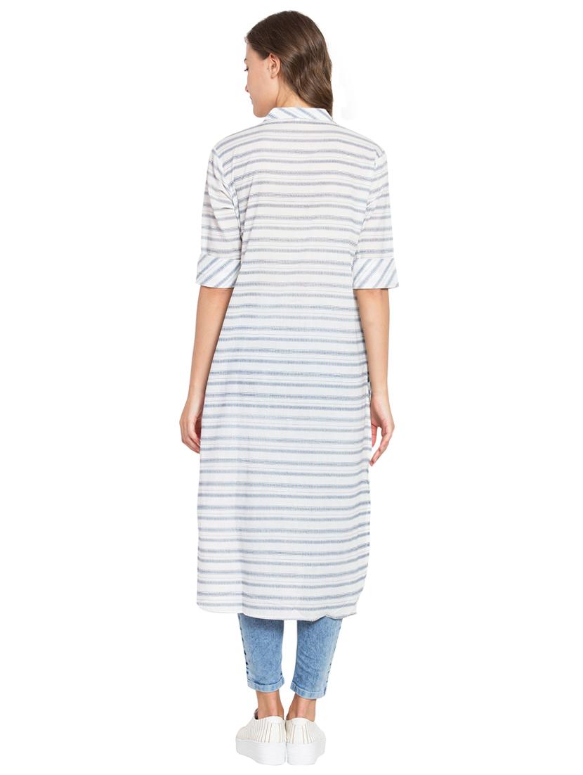 striped high low kurta - 16359078 - Zoom Image - 3