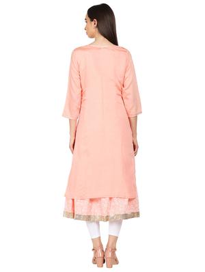embroidered solid layered kurta - 16359080 - Standard Image - 3