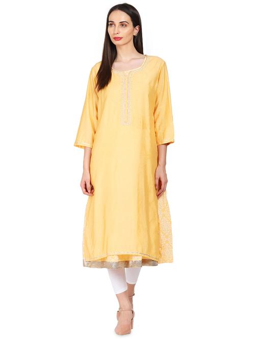 layered solid kurta - 16359081 - Standard Image - 1
