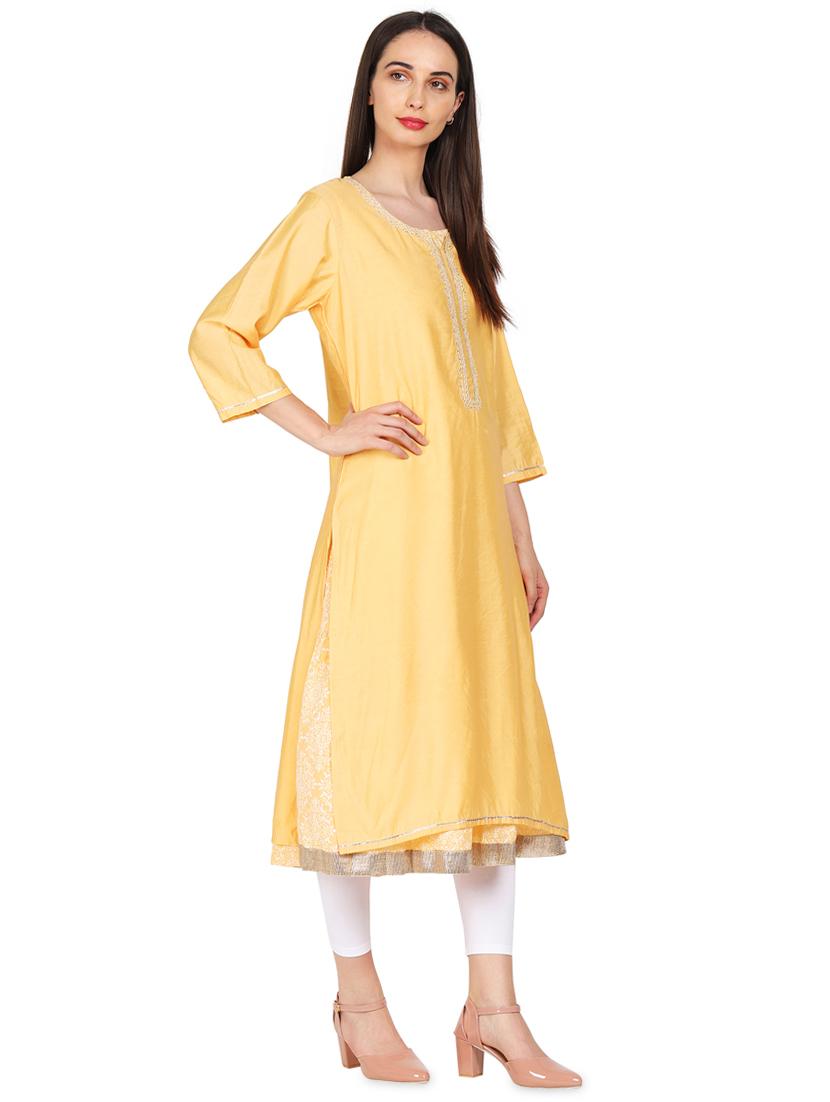 layered solid kurta - 16359081 - Zoom Image - 2