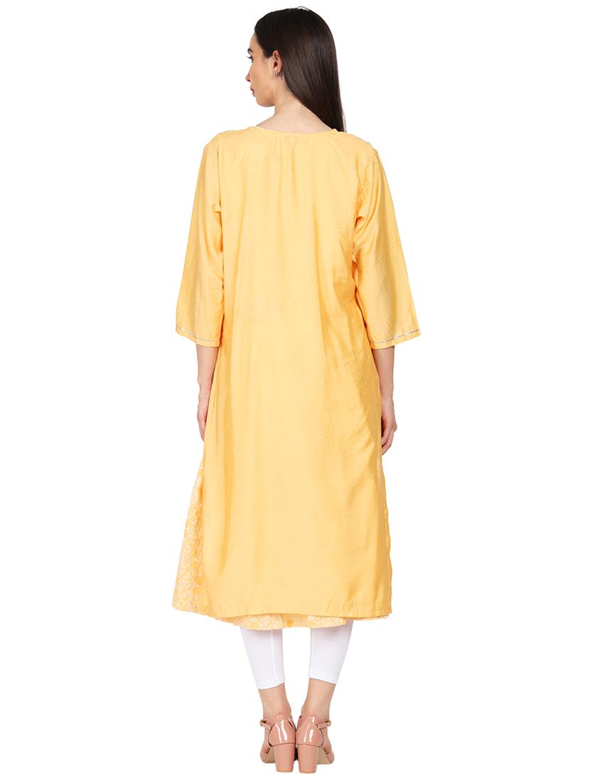 layered solid kurta - 16359081 - Zoom Image - 3