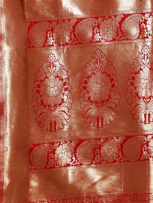 floral zari motif banarasi saree with blouse - 16360495 - Standard Image - 4