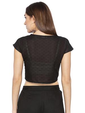 black cotton embroidered blouse - 16360851 - Standard Image - 3