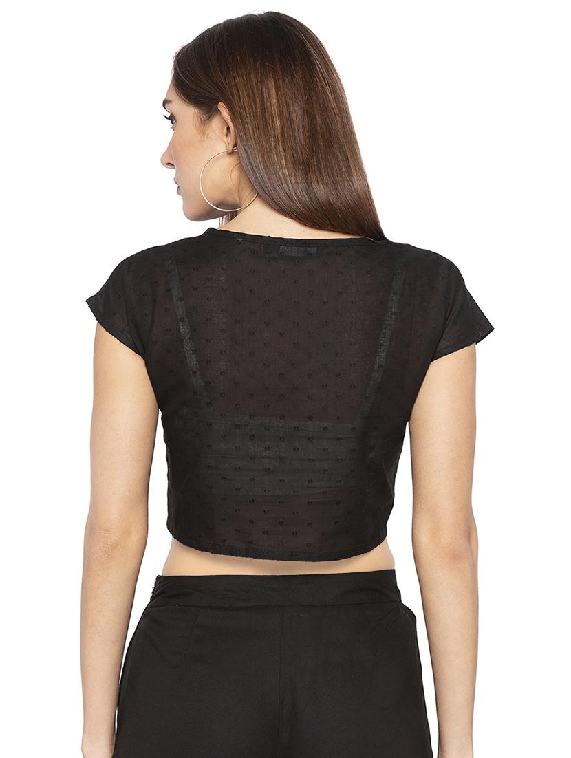 black cotton embroidered blouse - 16360851 - Zoom Image - 3