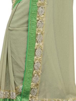 floral ribbon border saree with blouse - 16361267 - Standard Image - 4