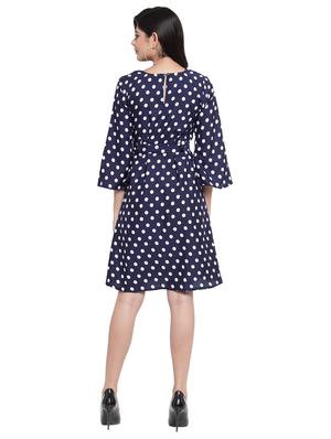 tie knot front polka dots a-line dress - 16361680 - Standard Image - 3