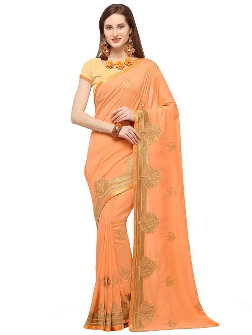 lace border embroidered saree with blouse - 16361743 - Standard Image - 1