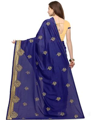 lace border embroidered saree with blouse - 16361745 - Standard Image - 2