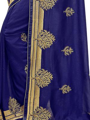 lace border embroidered saree with blouse - 16361745 - Standard Image - 4