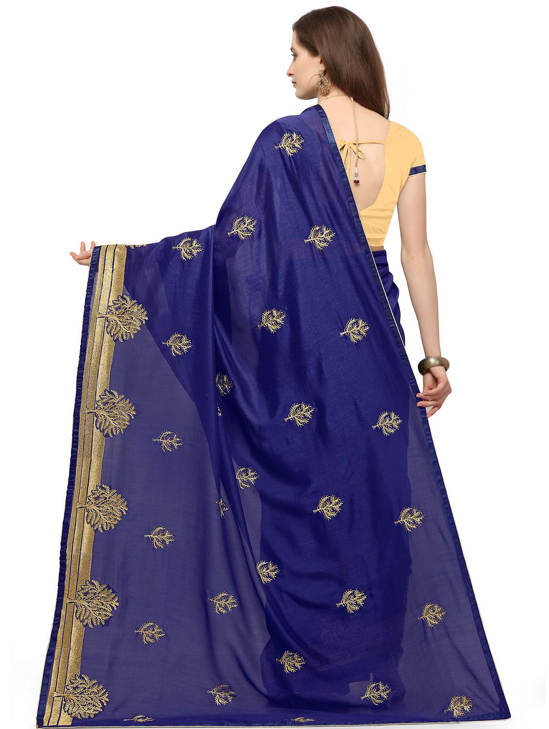 lace border embroidered saree with blouse - 16361745 - Zoom Image - 2