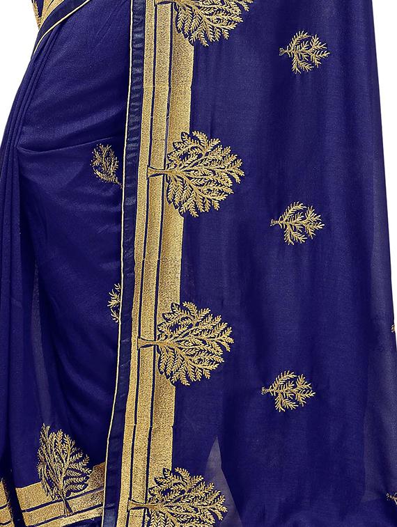 lace border embroidered saree with blouse - 16361745 - Zoom Image - 4