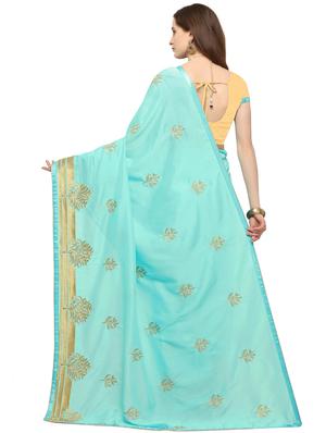 lace border embroidered saree with blouse - 16361746 - Standard Image - 2