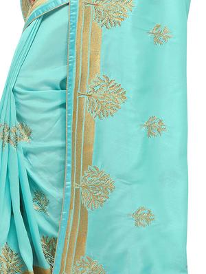 lace border embroidered saree with blouse - 16361746 - Standard Image - 4