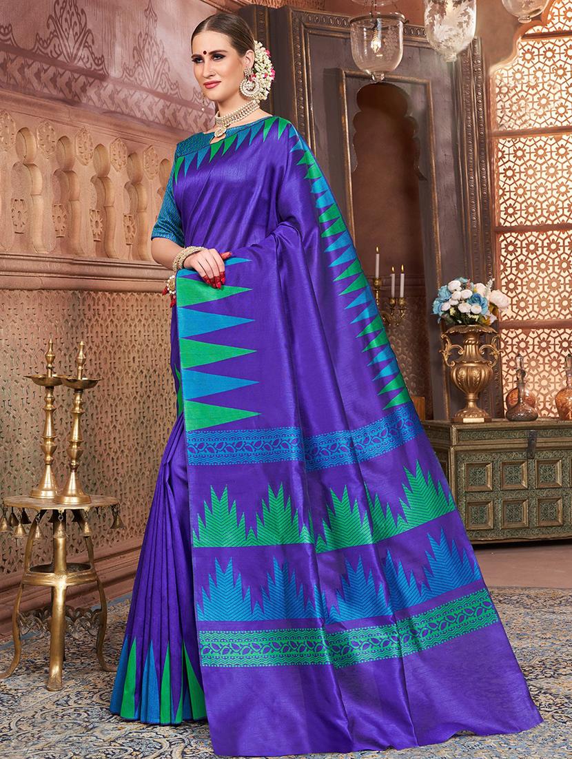geometric woven saree with blouse - 16362315 - Zoom Image - 1