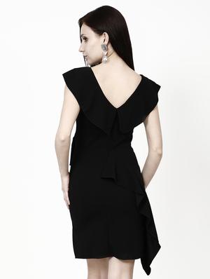 ruffle detail solid sheath dress - 16364304 - Standard Image - 3