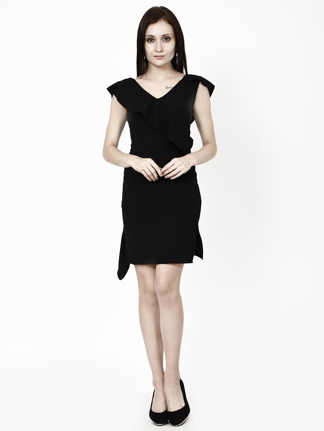ruffle detail solid sheath dress - 16364304 - Zoom Image - 4