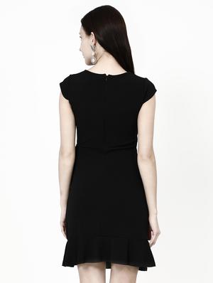 round neck ruffled a-line dres - 16364306 - Standard Image - 3