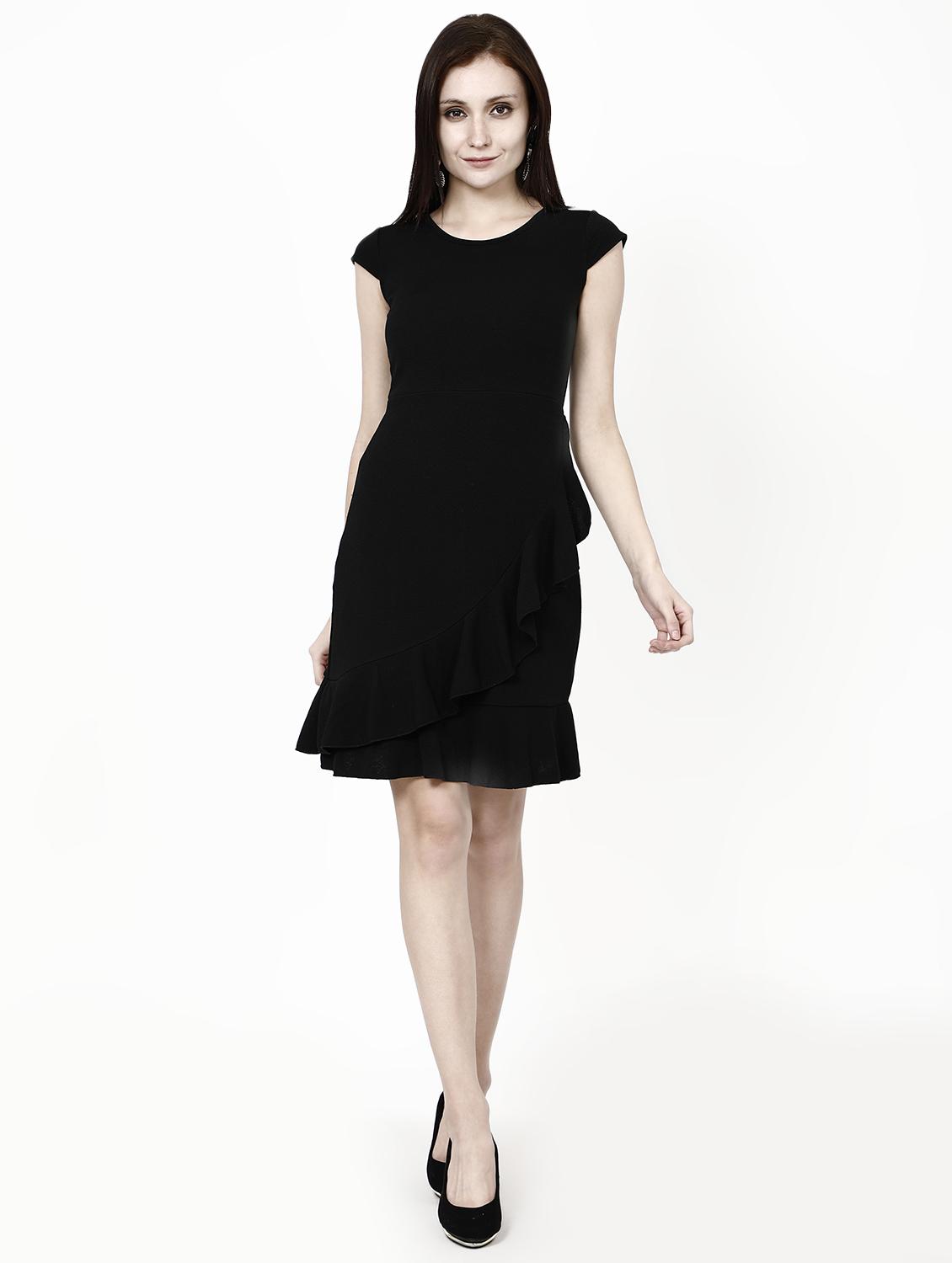 round neck ruffled a-line dres - 16364306 - Zoom Image - 4