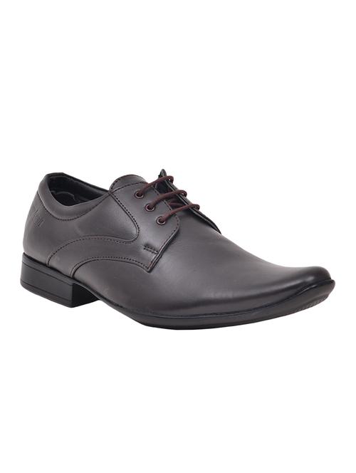 brown leatherette lace-up derbys - 16364411 - Very Small Image - 1