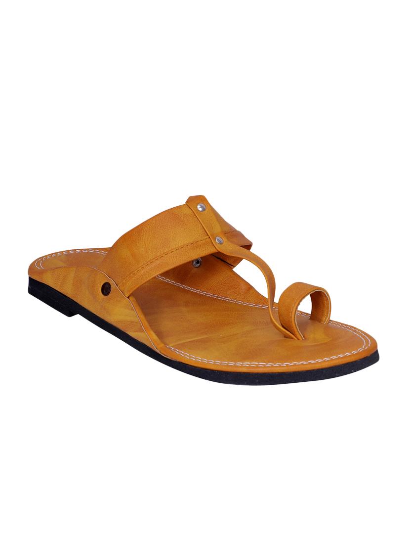 tan leatherette slip on slippers - 16365414 - Zoom Image - 1