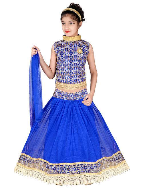 blue net lehnga choli - 16366162 - Standard Image - 1
