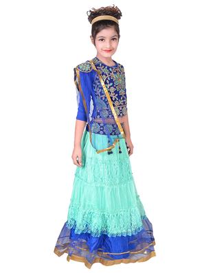 blue net lehnga choli - 16366163 - Standard Image - 2