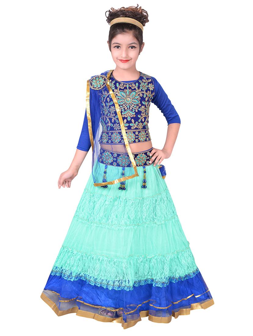 blue net lehnga choli - 16366163 - Zoom Image - 1