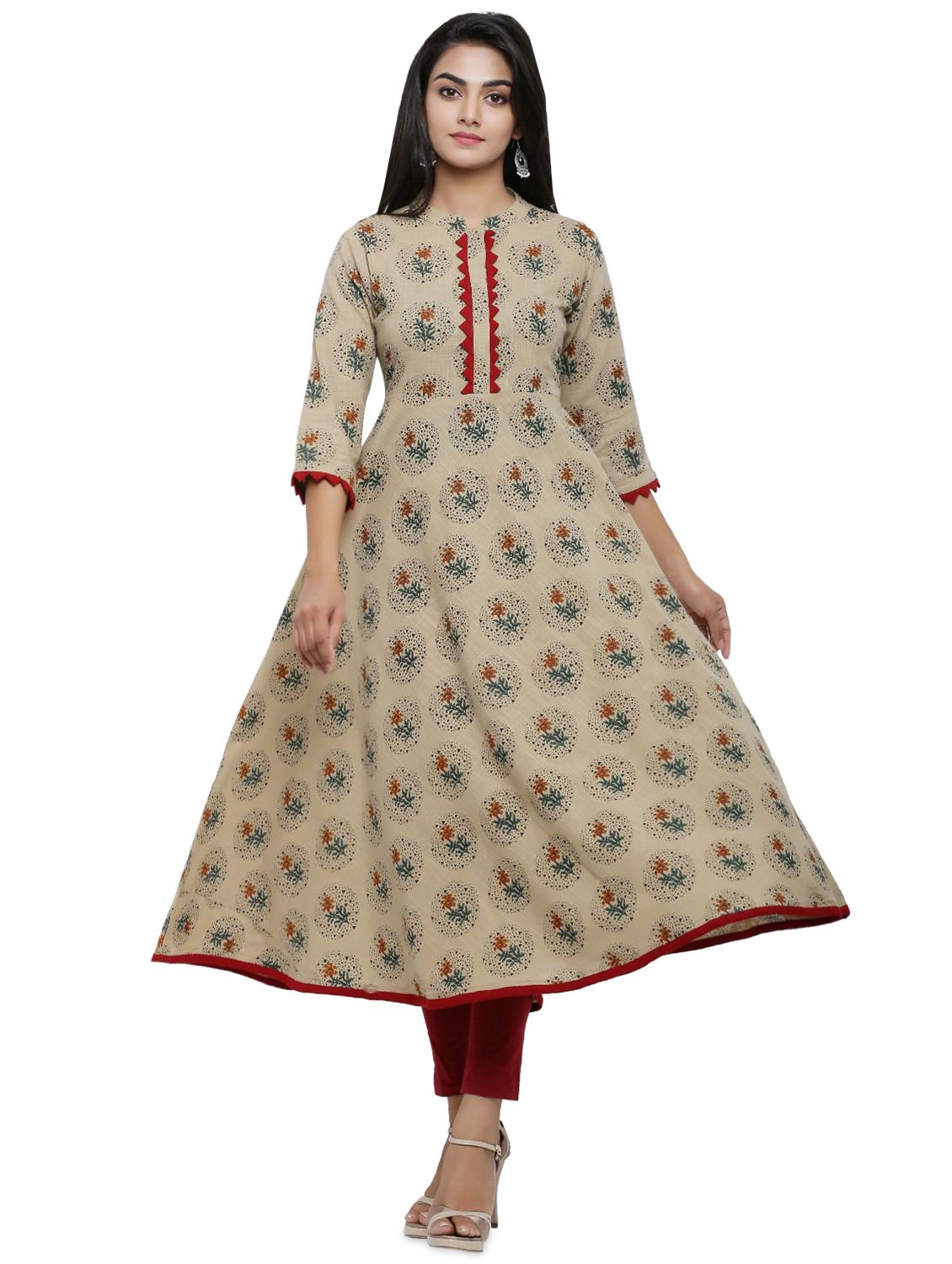 floral printed flared kurta - 16366473 - Zoom Image - 1