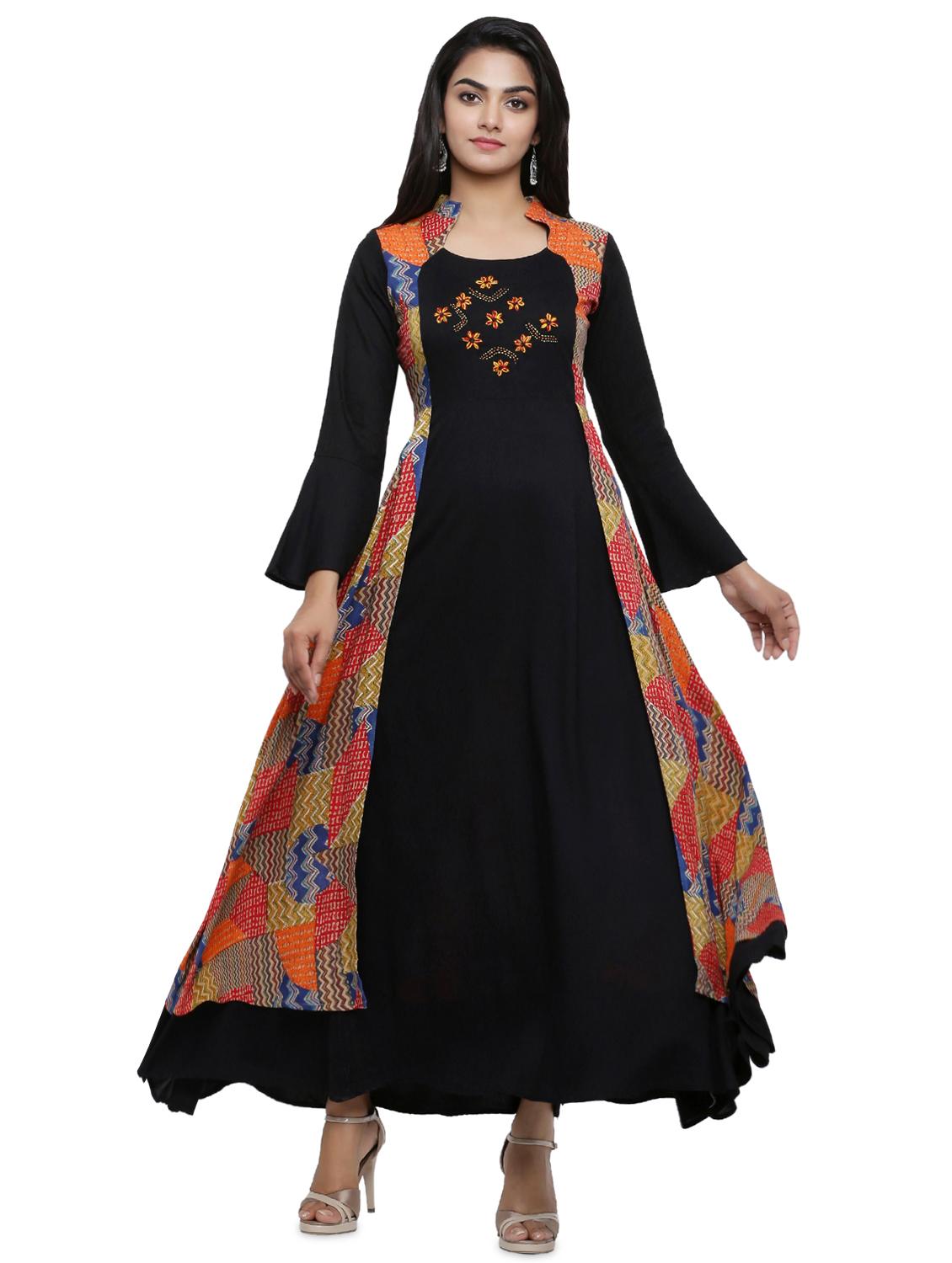 embroidered layered ethnic dress - 16366475 - Zoom Image - 1