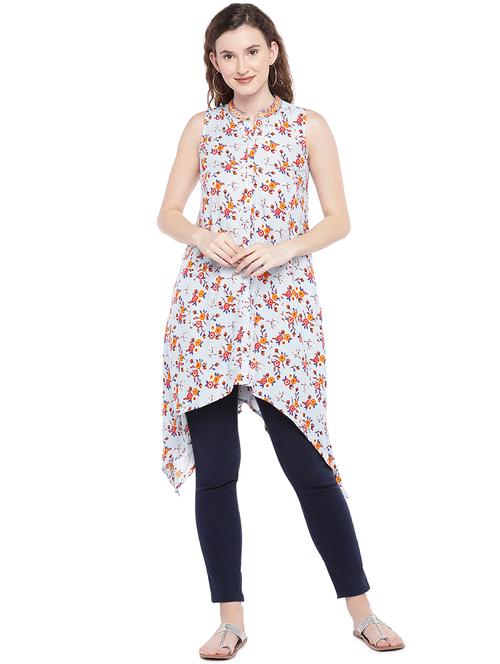 embroidered detail floral asymmetric tunic - 16368288 - Standard Image - 1