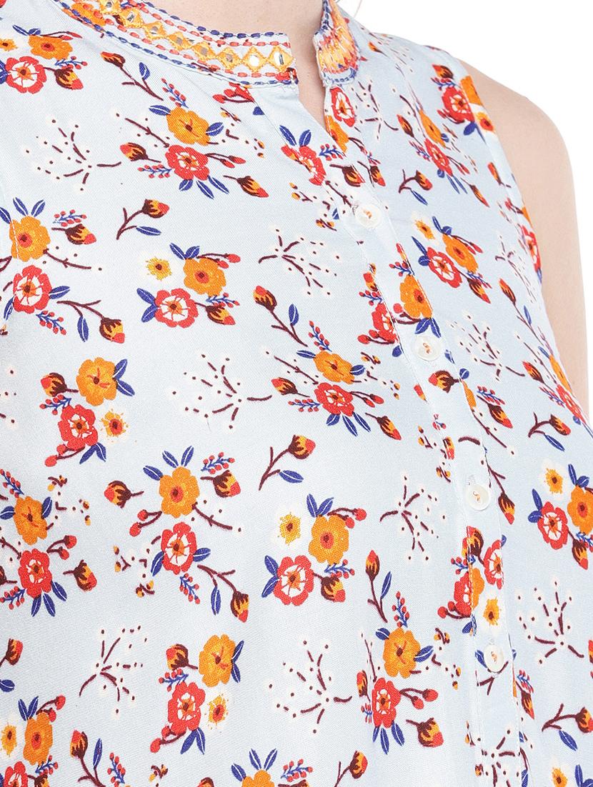embroidered detail floral asymmetric tunic - 16368288 - Zoom Image - 4