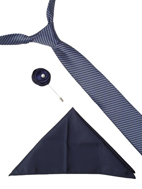blue microfiber tie ,pocket square and lapel pins - 16368479 - Standard Image - 1