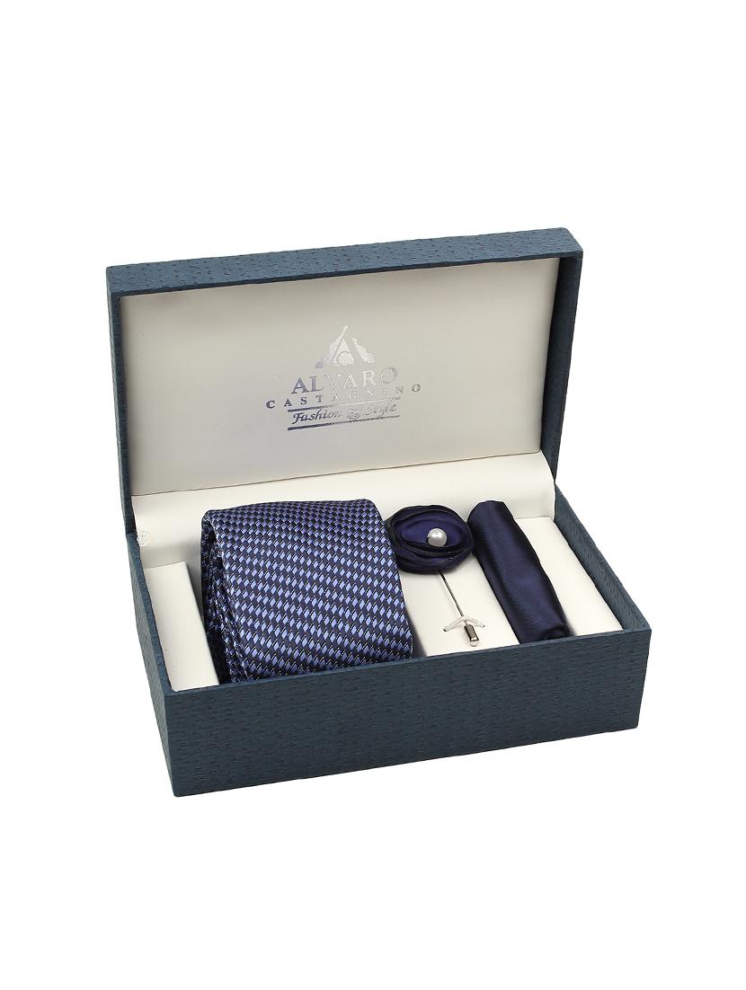 blue microfiber tie ,pocket square and lapel pins - 16368479 - Zoom Image - 4