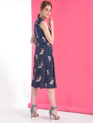 mandarin neck floral flared dress - 16368763 - Standard Image - 4