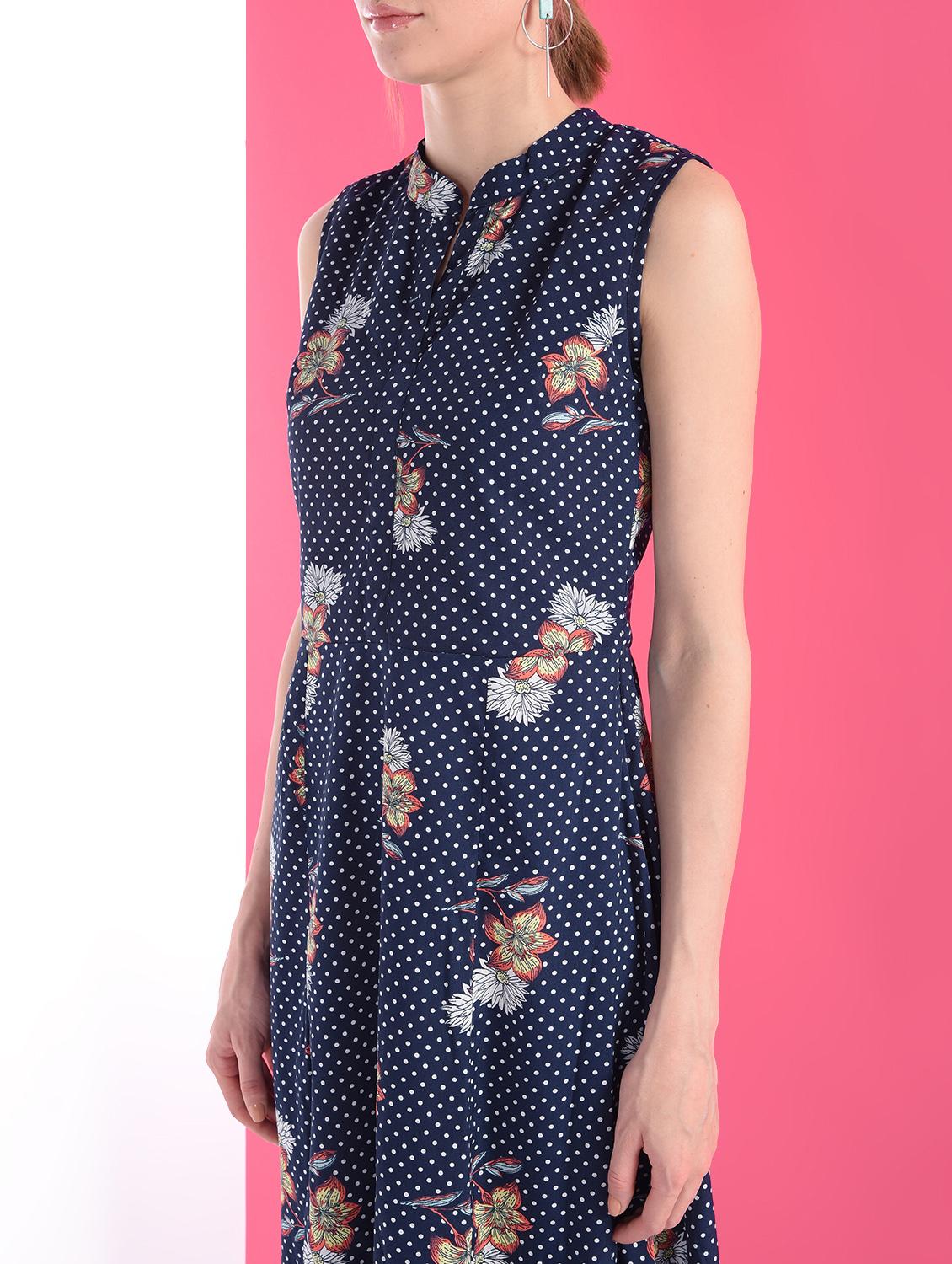 mandarin neck floral flared dress - 16368763 - Zoom Image - 5