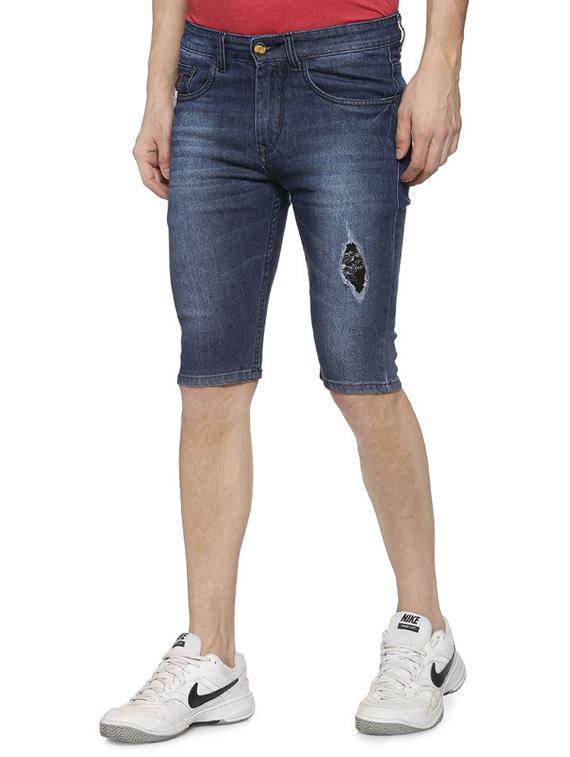 navy blue light washed denim shorts - 16369172 - Zoom Image - 1