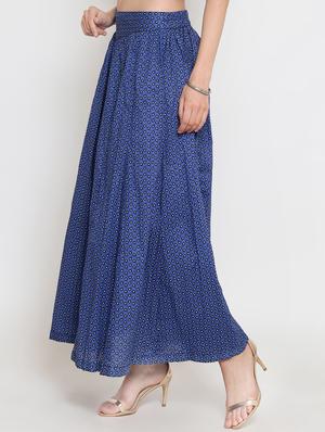 navy blue cotton flared skirt - 16369195 - Standard Image - 2
