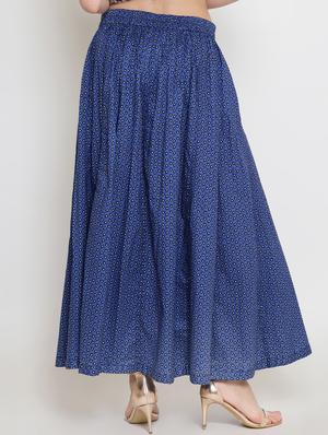 navy blue cotton flared skirt - 16369195 - Standard Image - 3