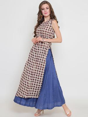 navy blue cotton flared skirt - 16369195 - Standard Image - 4