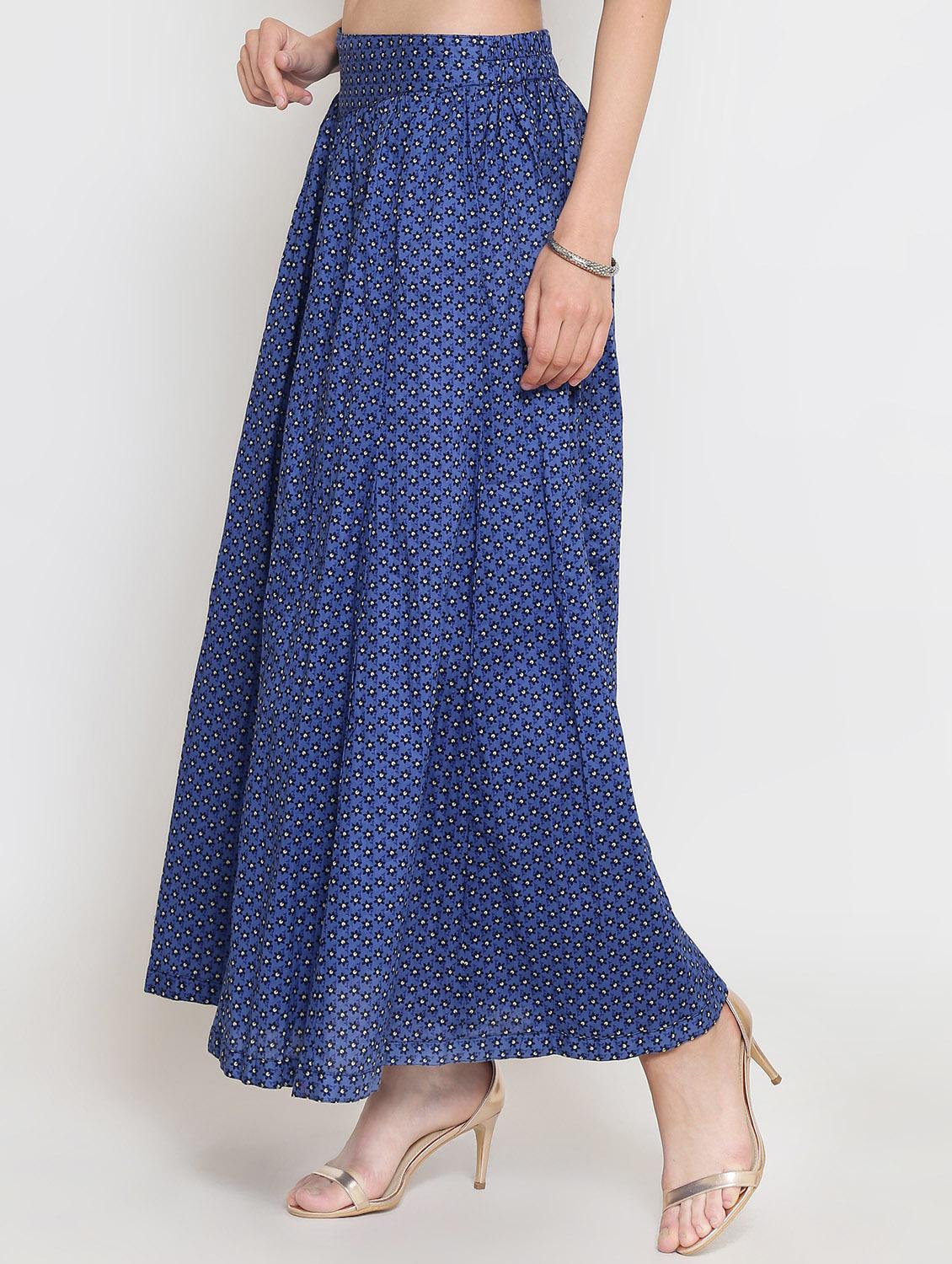 navy blue cotton flared skirt - 16369195 - Zoom Image - 2