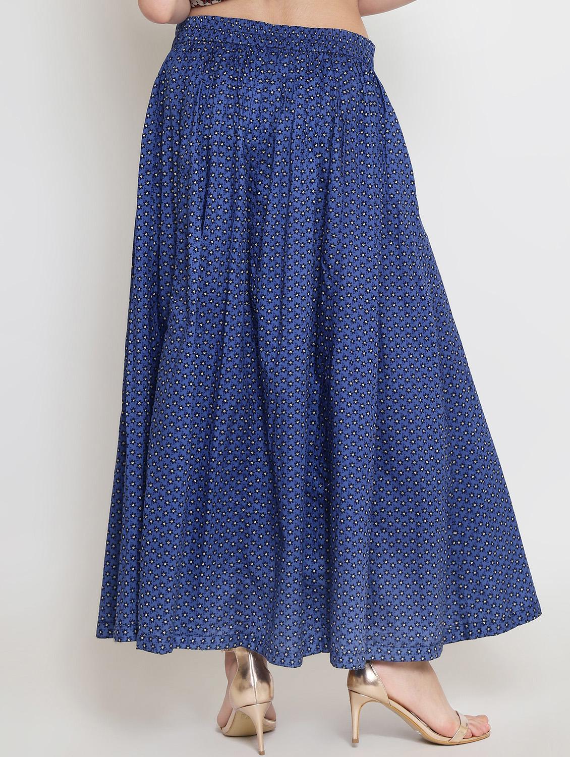 navy blue cotton flared skirt - 16369195 - Zoom Image - 3
