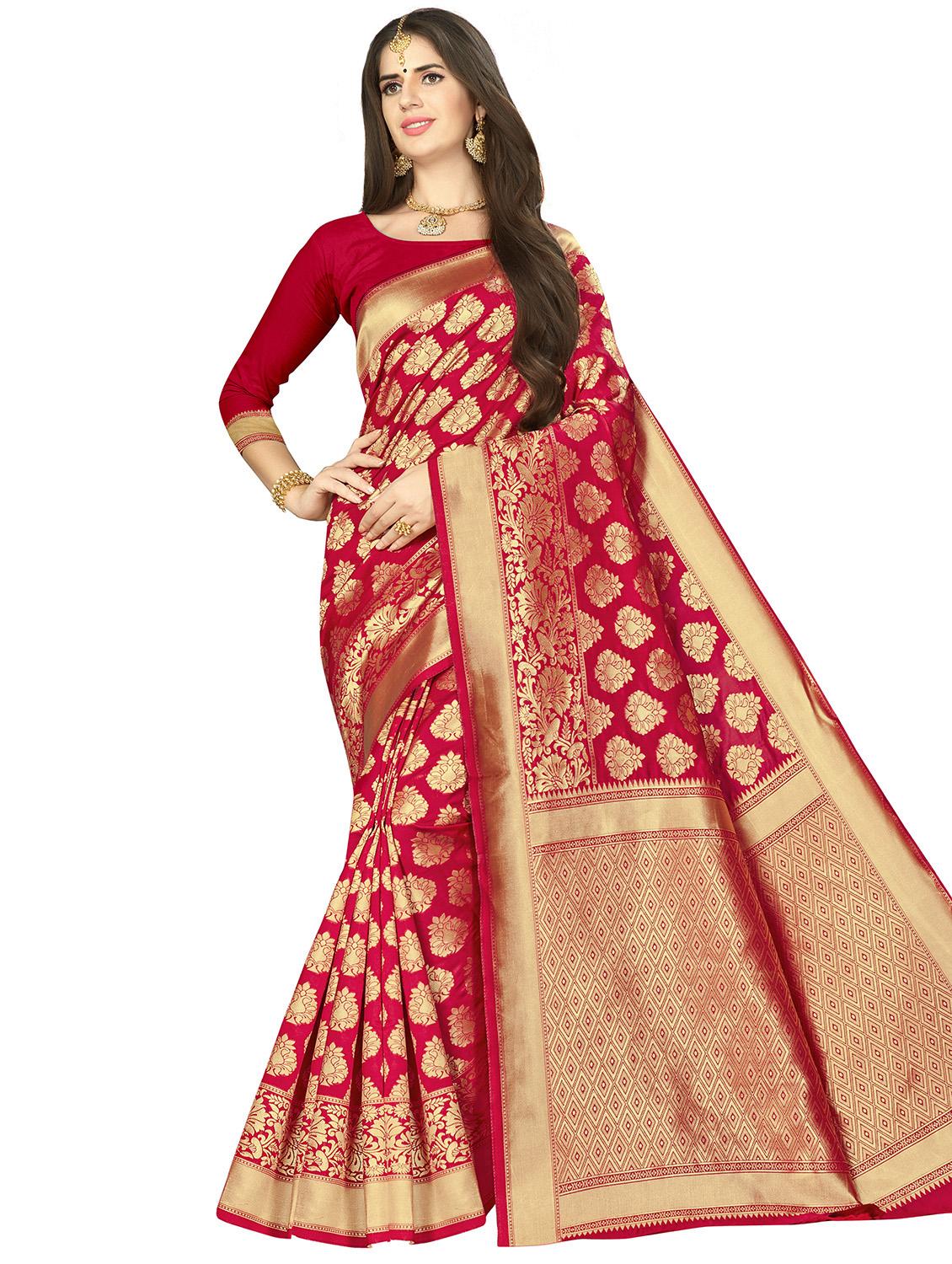 floral banarasi saree with blouse - 16369850 - Zoom Image - 1