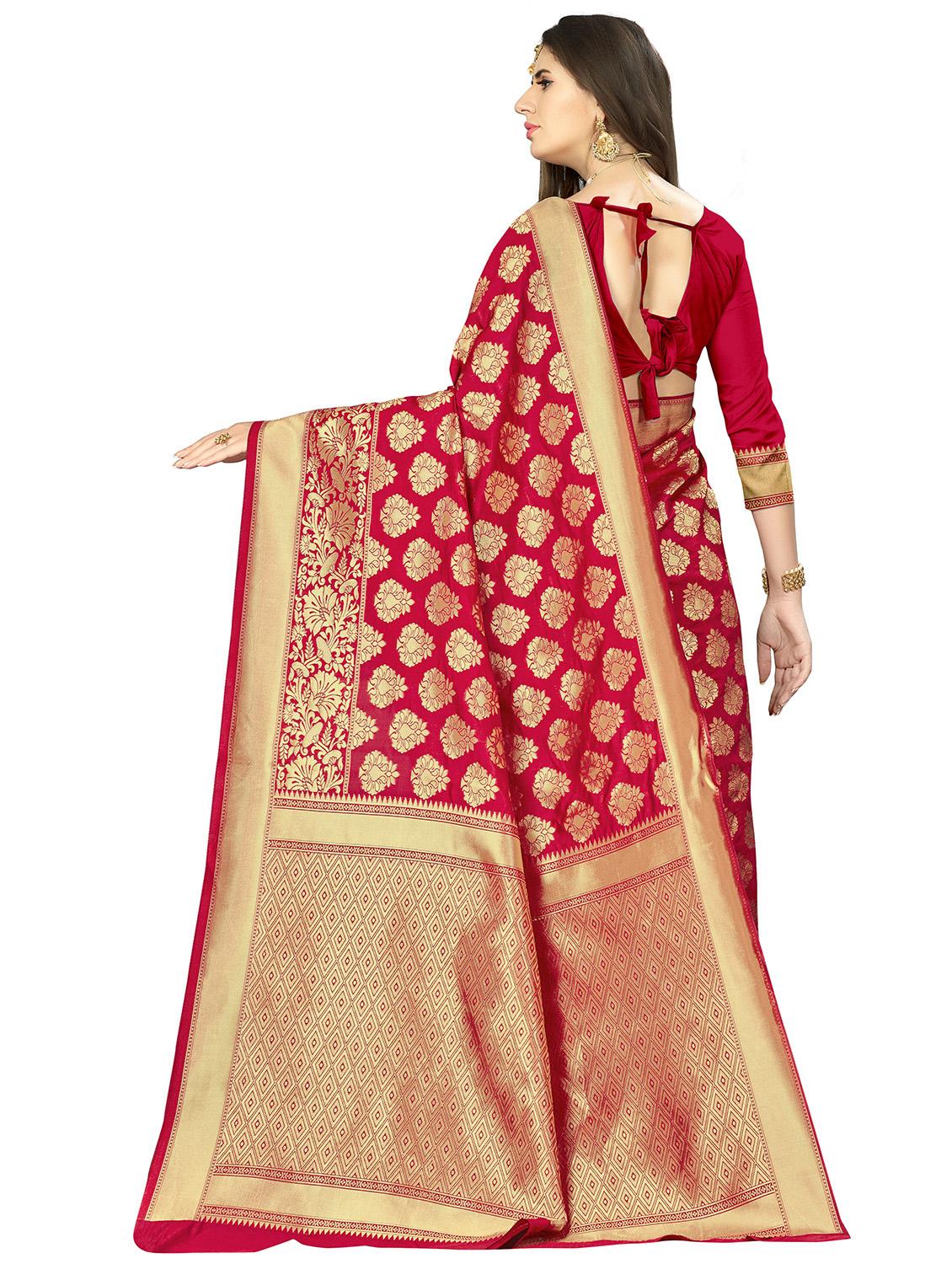 floral banarasi saree with blouse - 16369850 - Zoom Image - 2