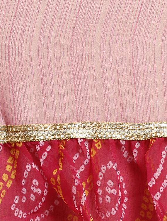 bandhani ruffle bordered saree with blouse - 16370031 - Zoom Image - 4