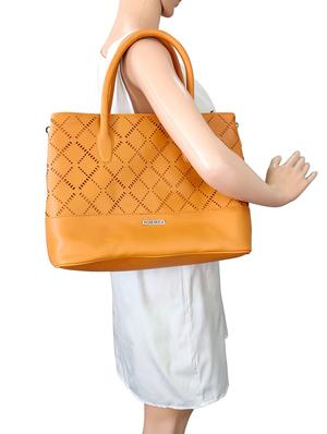 orange leatherette (pu) regular handbag - 16370265 - Standard Image - 5